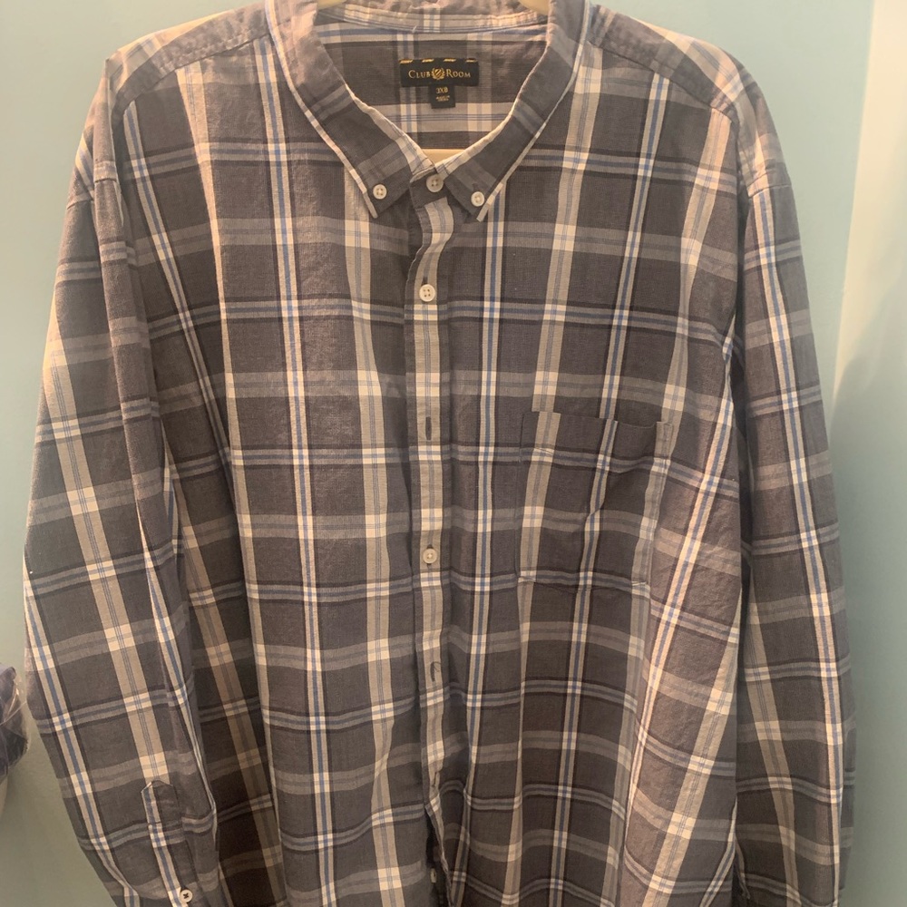 Club Room 3XL Blue Plaid Shirt